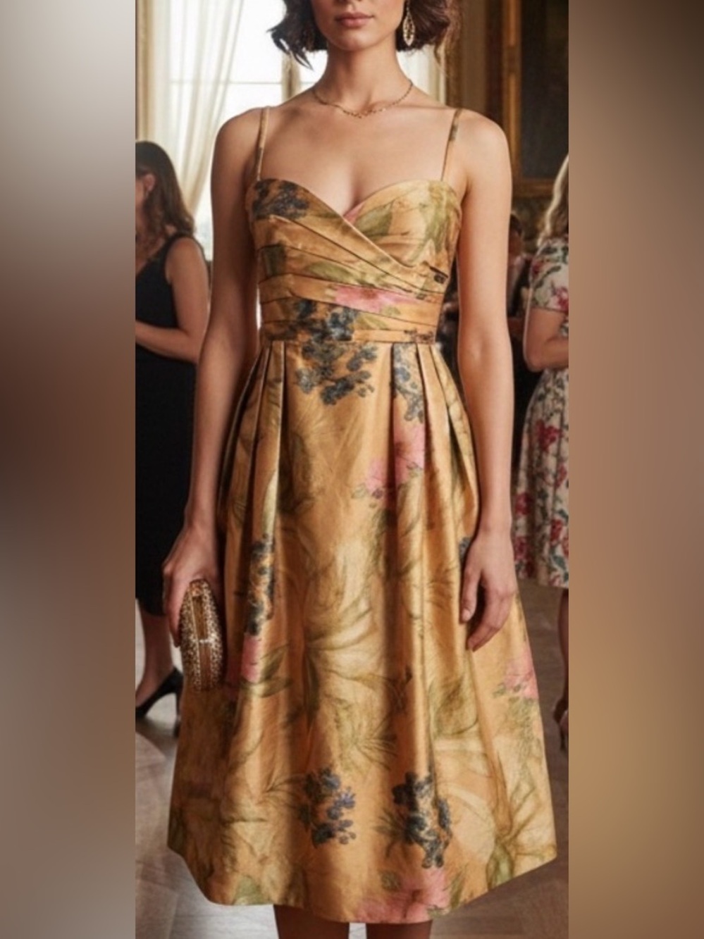 Anthropologie James Coviello Botanica Dress Yellow Broacde size 6